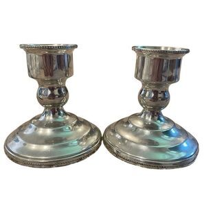 Salisbury Pewter Candlestick Holders Pair Handcrafted USA Home Decor Accent